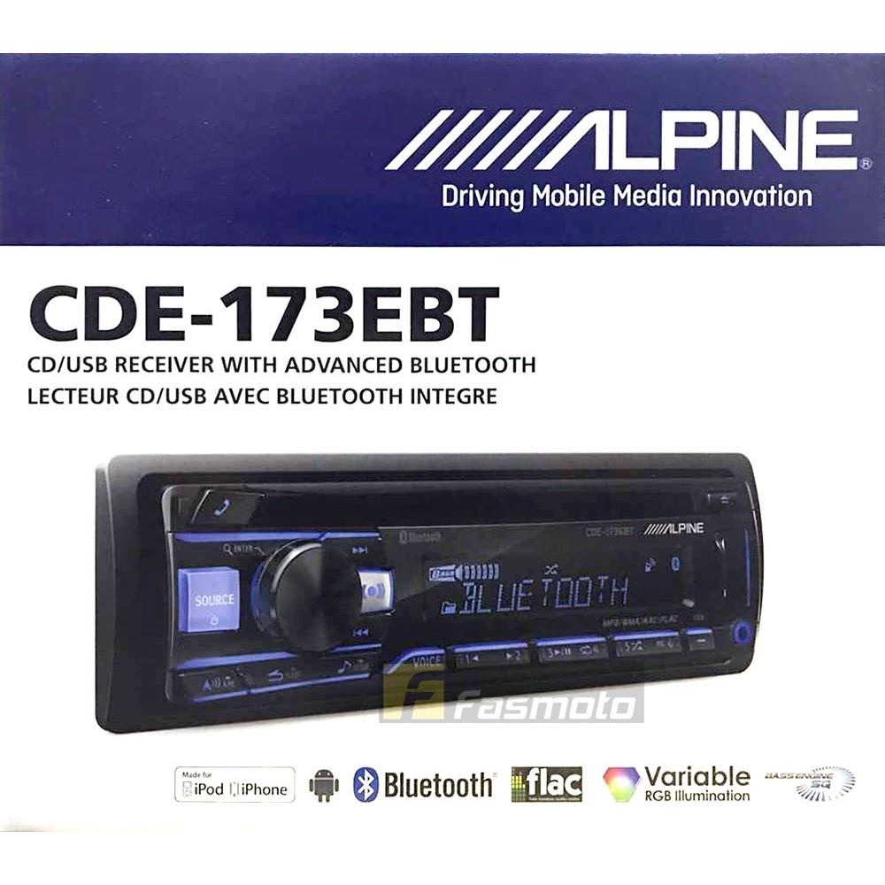 Alpine CDE173EBT Single DIN Bluetooth CD USB Aux Car Stereo Receiver