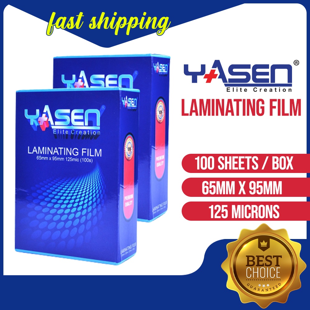 Yasen Laminating Film 65mm x 95mm 125 Microns (100 Sheets) Shopee