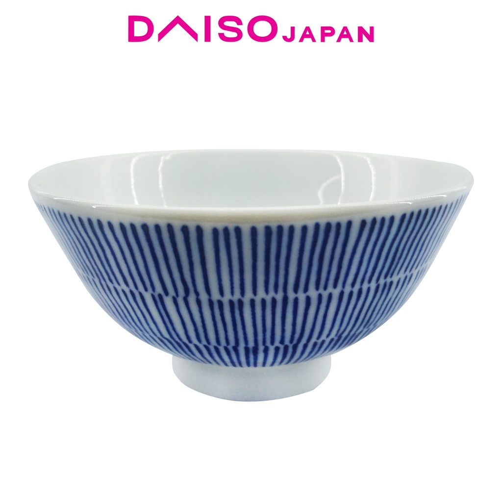 Daiso Round Blue Line Porcelain Rice Bowl Shopee Philippines