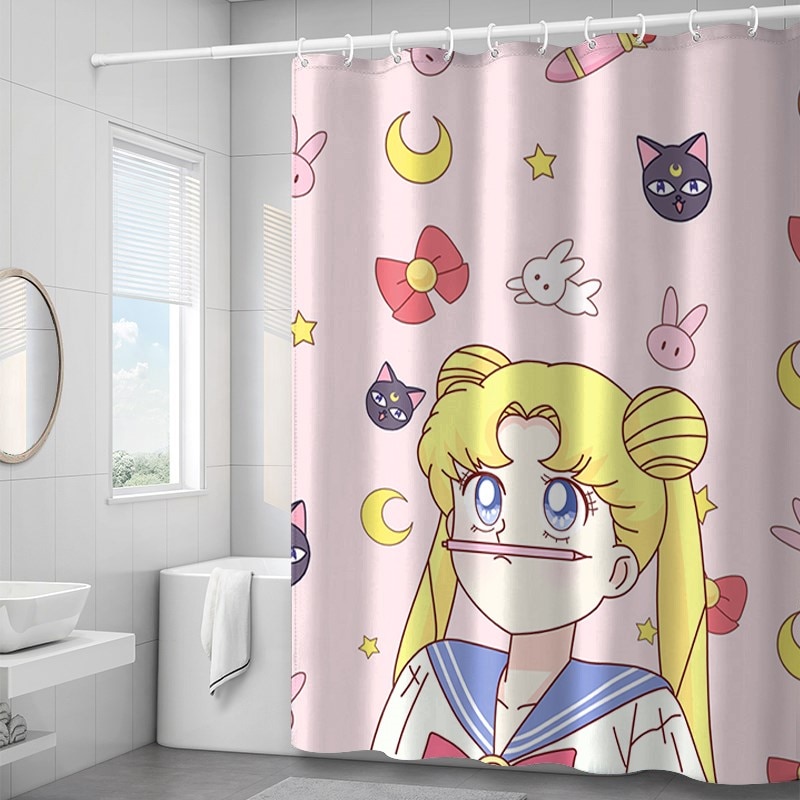Sailor Moon Luna Anime Shower Curtains Waterproof Shower Curtain