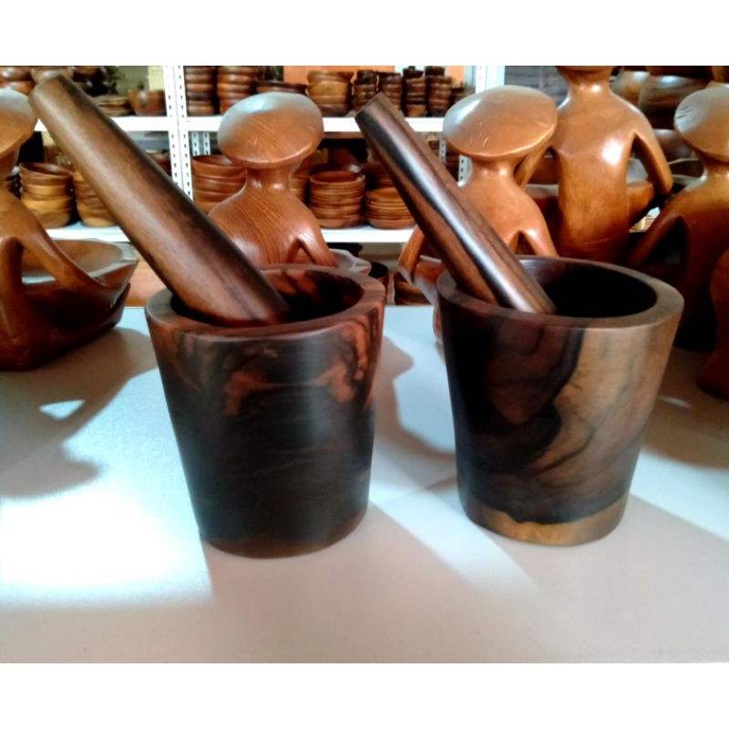 WOODEN/KAMAGONG/EBONY WOOD MORTAR AND PESTLE Shopee Philippines
