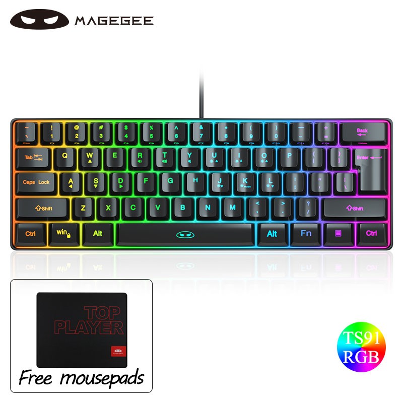 MageGee TS91 60 Compact Wired Keyboard 61 Keys RGB Backlight Small