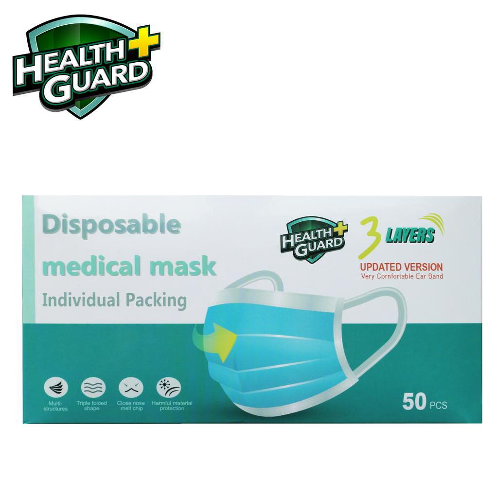 Health Guard 3Ply Disposable Medical Grade Face Masks Individual