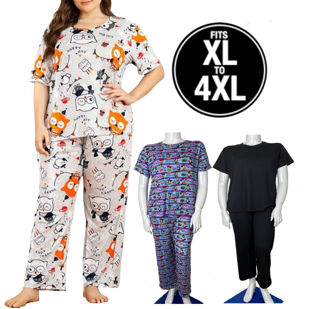 Plus Size Terno Pajama Plain & Printed Shopee Philippines