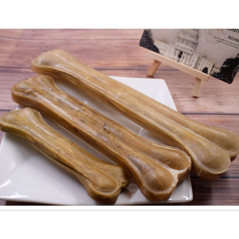 Pet Dog Cowhide Bone Shaped Chewable edible Toy for Healthy Molar and