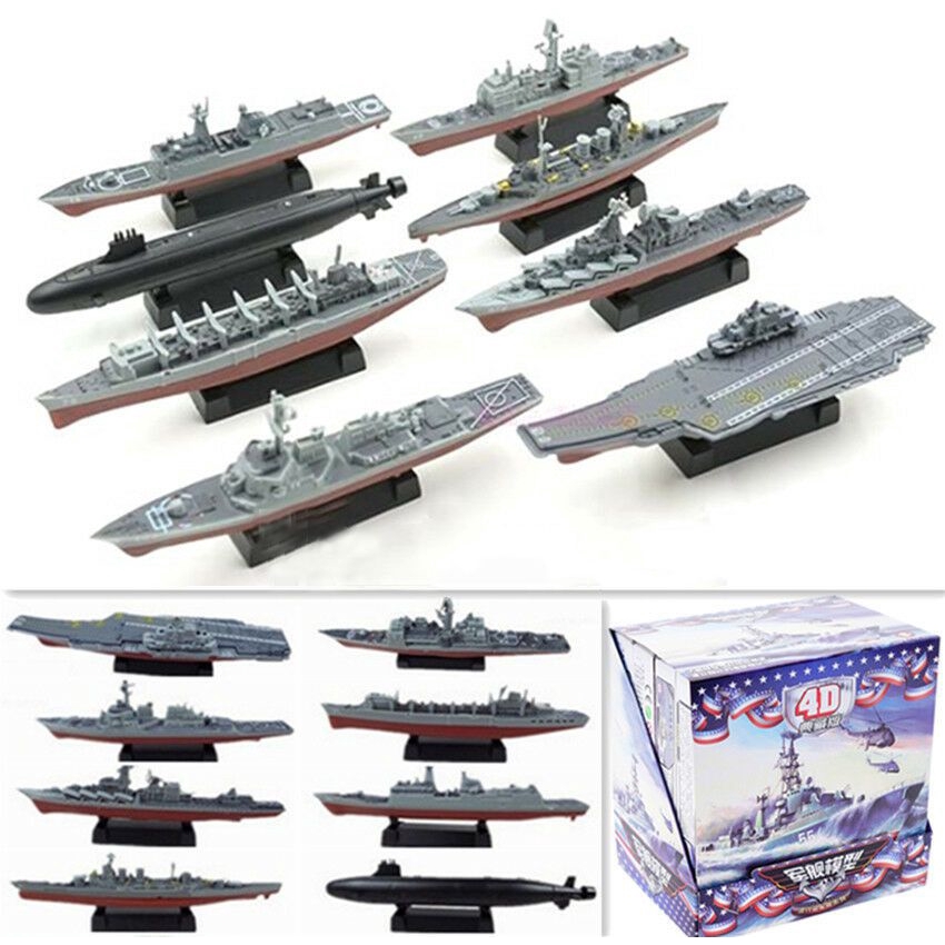 8Pcs 4D Assembled Battleship Warship Model Modern Class Aircraft
