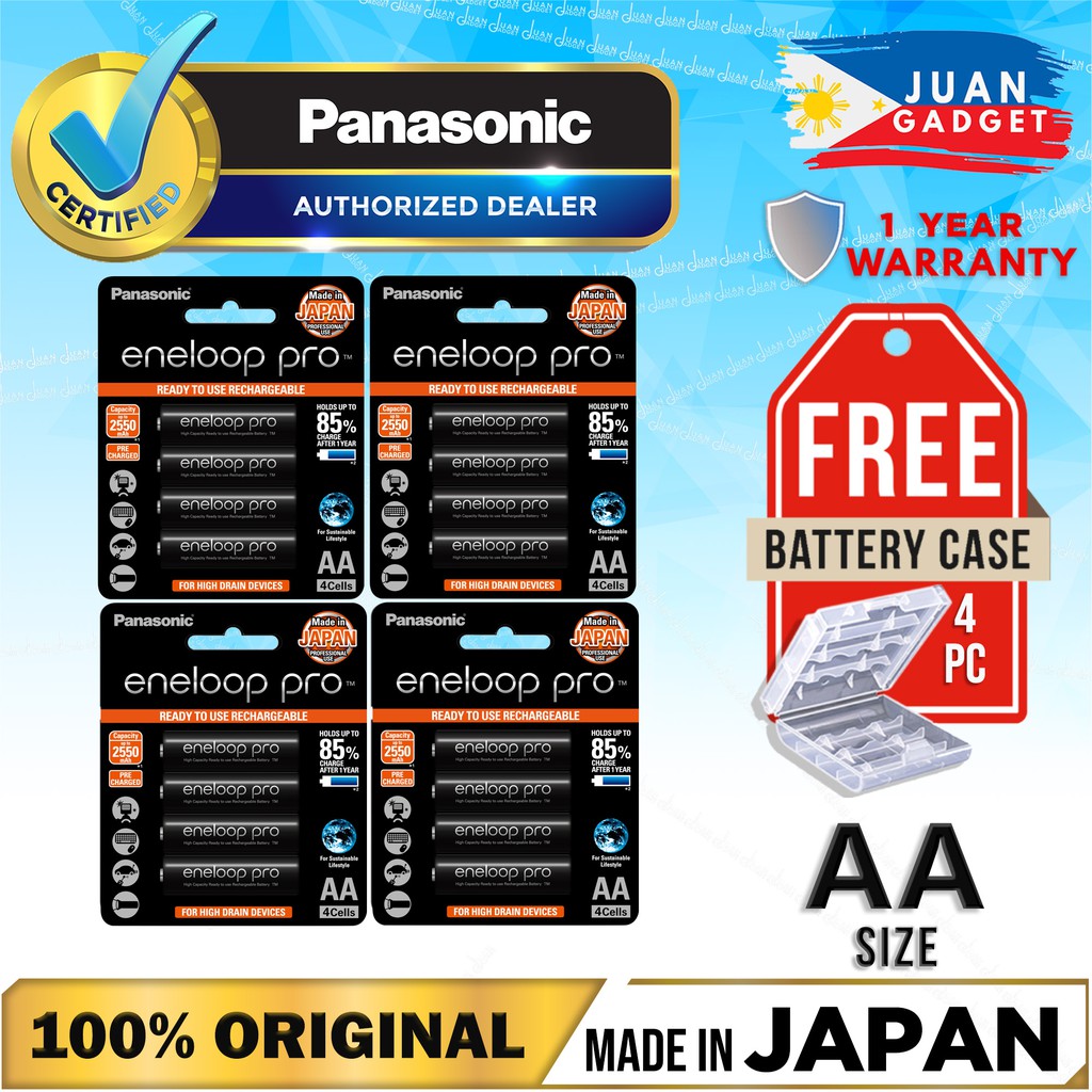 Panasonic Eneloop Pro BK 3HCCE 4BT AA Rechargeable Battery Pack of 4