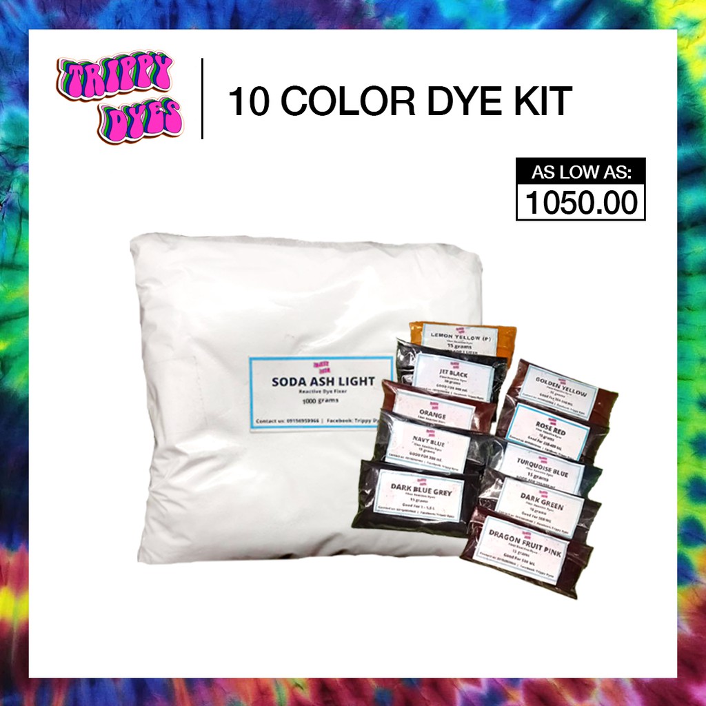 10 color tie dye kit (15 grams per color) Fiber Reactive Dyes From