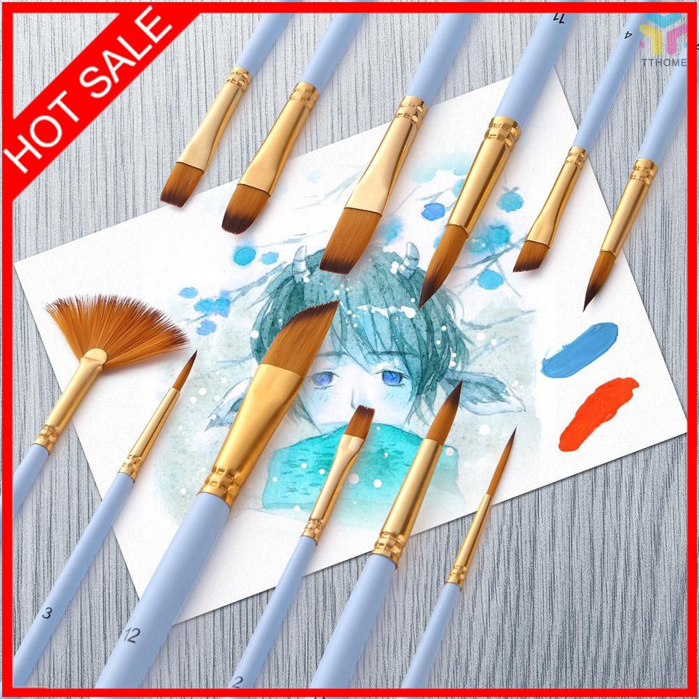 Fast Shipping* Fine Detail Paint Brush Set Double Color Taklon Hair
