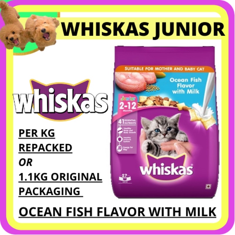 WHISKAS Junior Ocean Fish Flavor with Milk Pockets for Mother and Baby