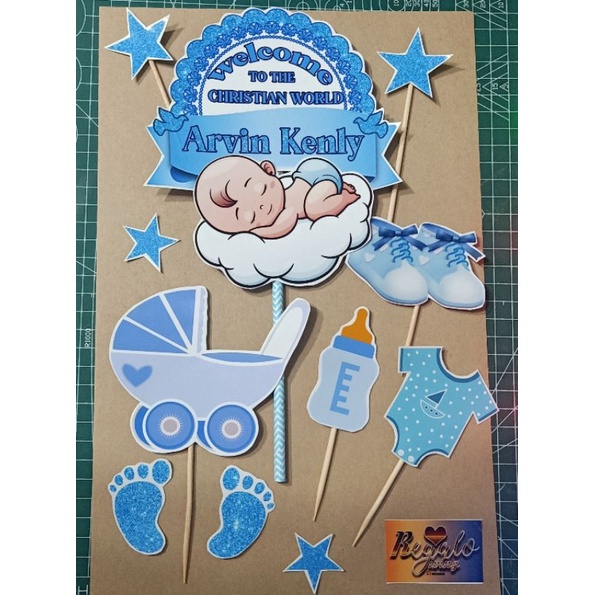 CHRISTENING BOY BAPTISMAL BOY CAKE TOPPER Shopee Philippines