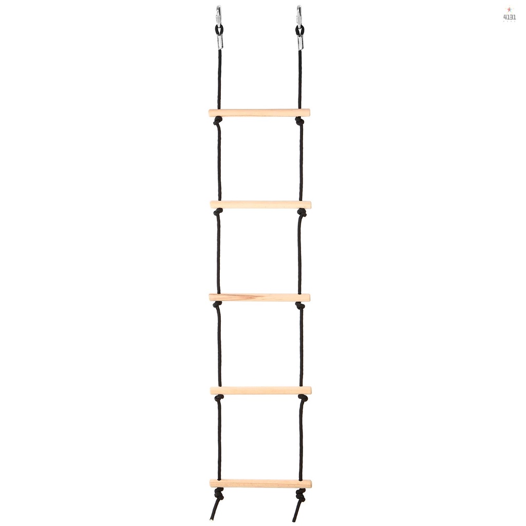 Mysports Wooden Swing Rope Ladder with 2 Hooks for Kids Climbing