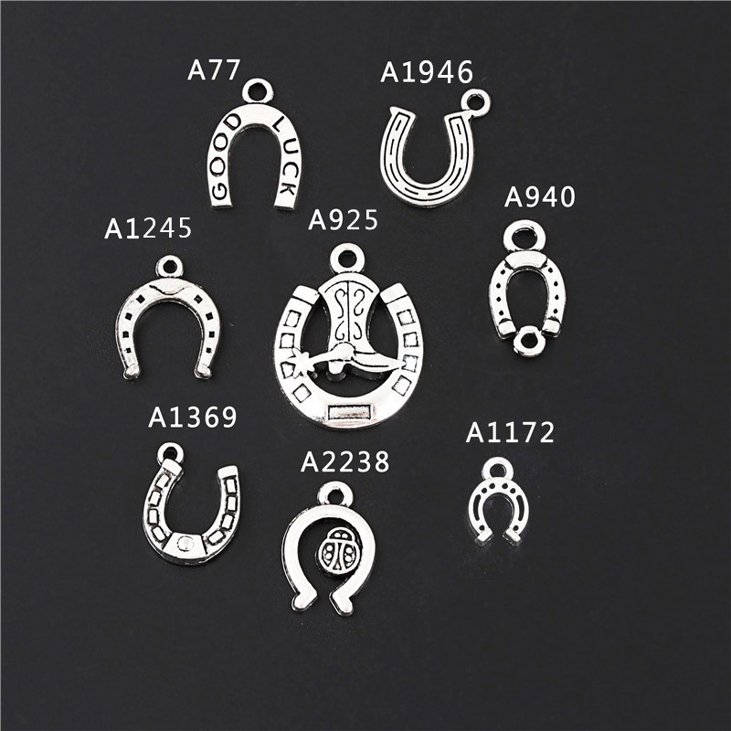 1pc Antique Silver Tone Horseshoe Pendants Good Luck Horseshoe Charms