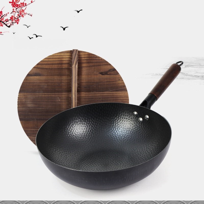 Authentic Chinese Non stick FLAT BOTTOM Wok Pan (Heavy Duty) Carbon