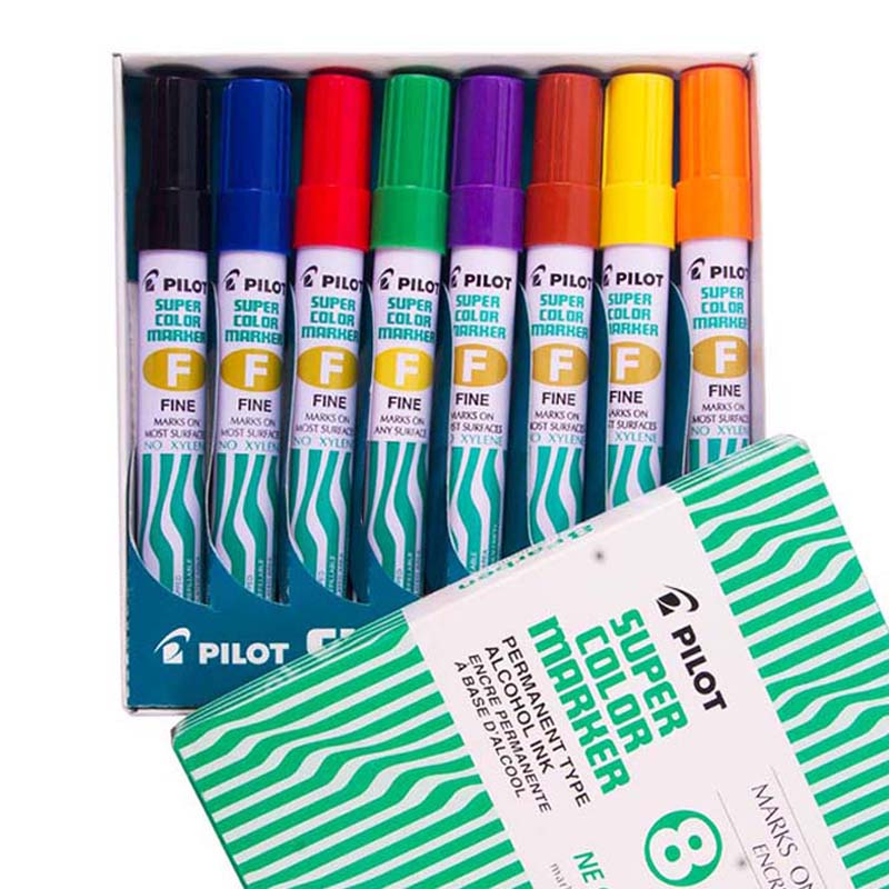Pilot Super Color Permanent Marker 8 colors Set (FINE tip) Shopee