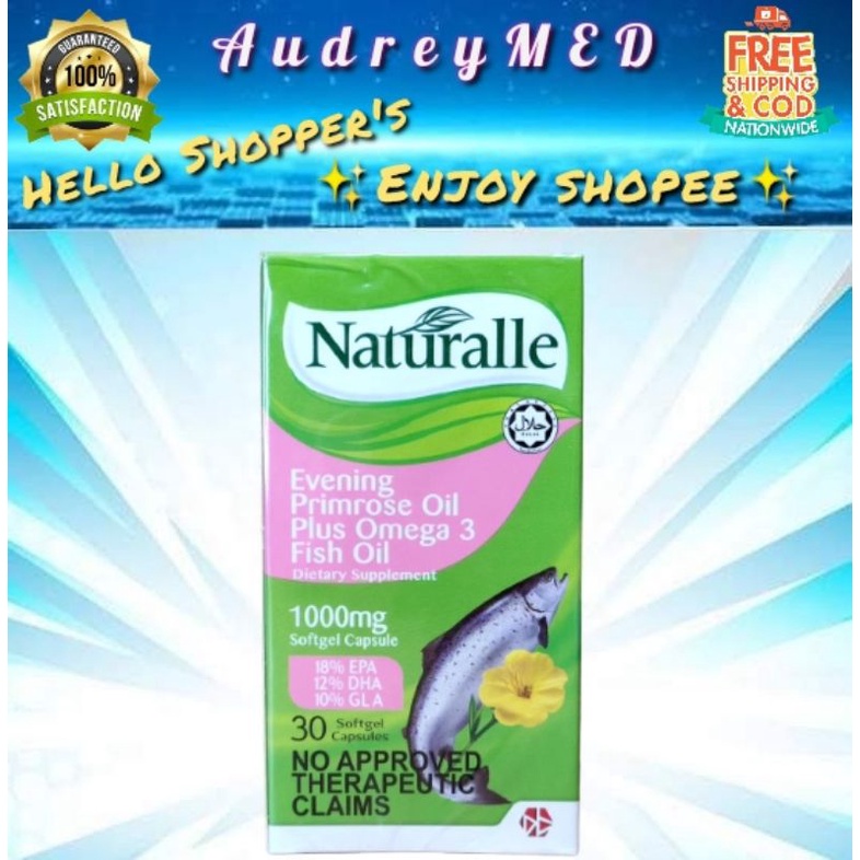 NATURALLE Evening Primrose oil plus Omega 3 Fish oil 1000mg 30 Softgel