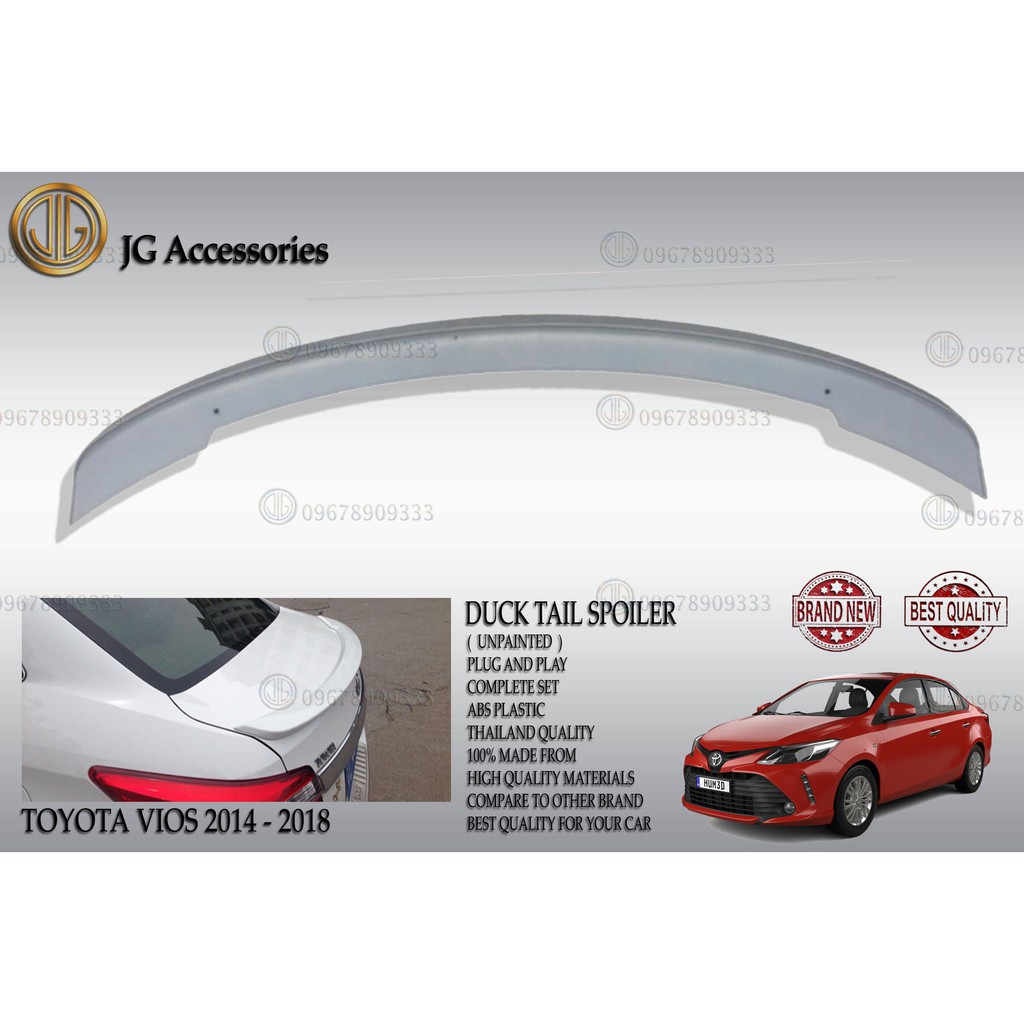 TOYOTA VIOS GENERATION 3 20142018 REAR SPOILER WING DUCKTAIL/DUCK TAIL