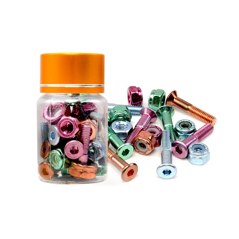 Colored 29mm Electroplated custom bulk nuts and bolts Pro Skateboard