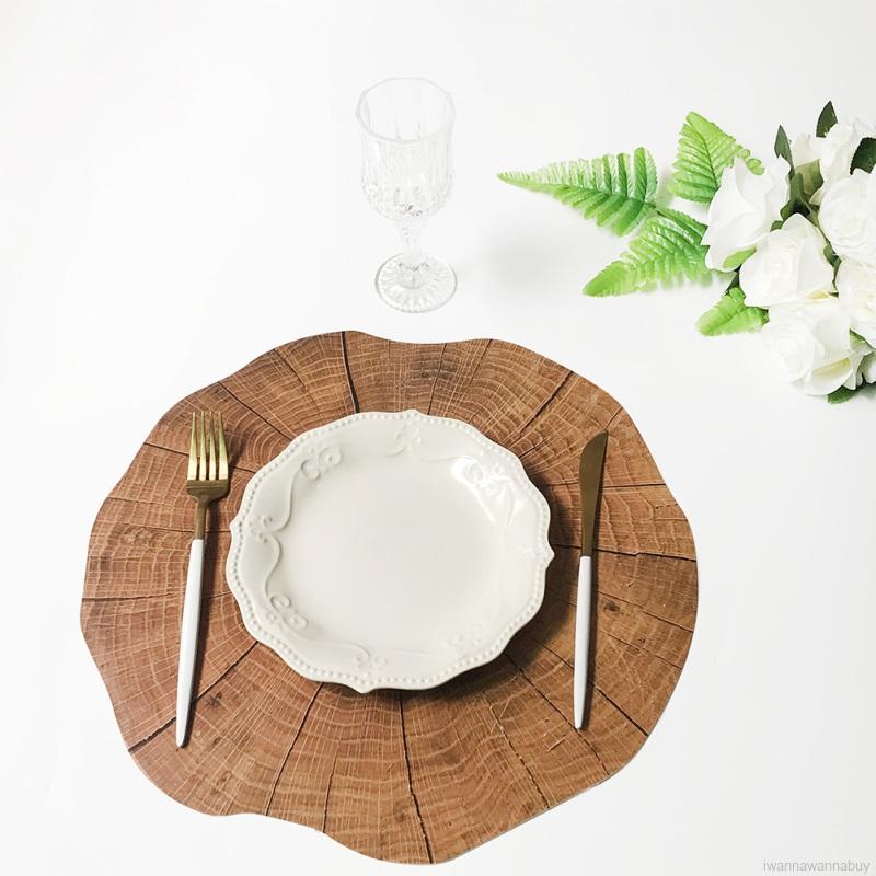 Round Wood Grain Placemat Household Table Pad Insulation Placemat Table Decoration. Shopee