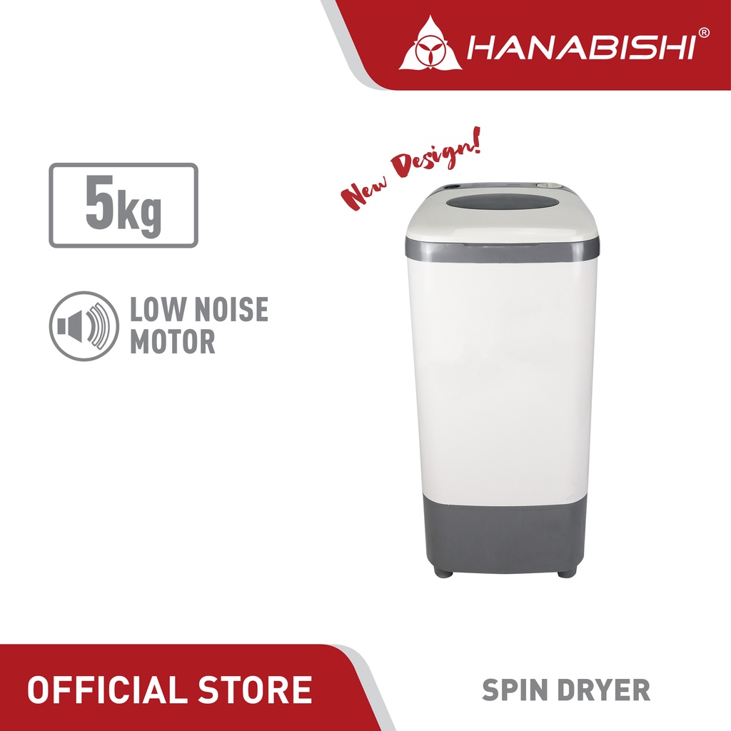 Hanabishi Spin Dryer 5kg HSD50 (New Look! Grey and White) Shopee
