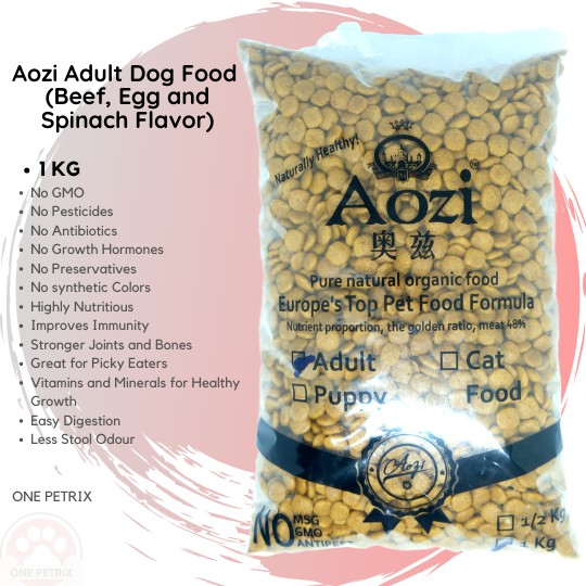 Aozi Organic Adult Dog Food (Beef, Egg and Spinach Flavor) 1KG Shopee