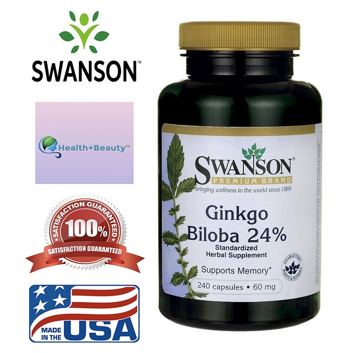 Swanson Ginkgo Biloba Herbal Supplement 60mg 240 Capsules Shopee