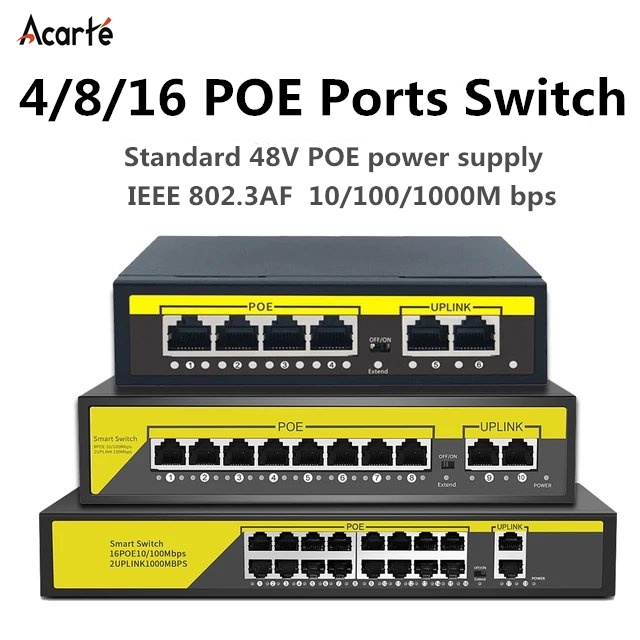 48V POE Switch 4+2Ports/8+2 Ports POE Switch 10/100Mbps IEEE