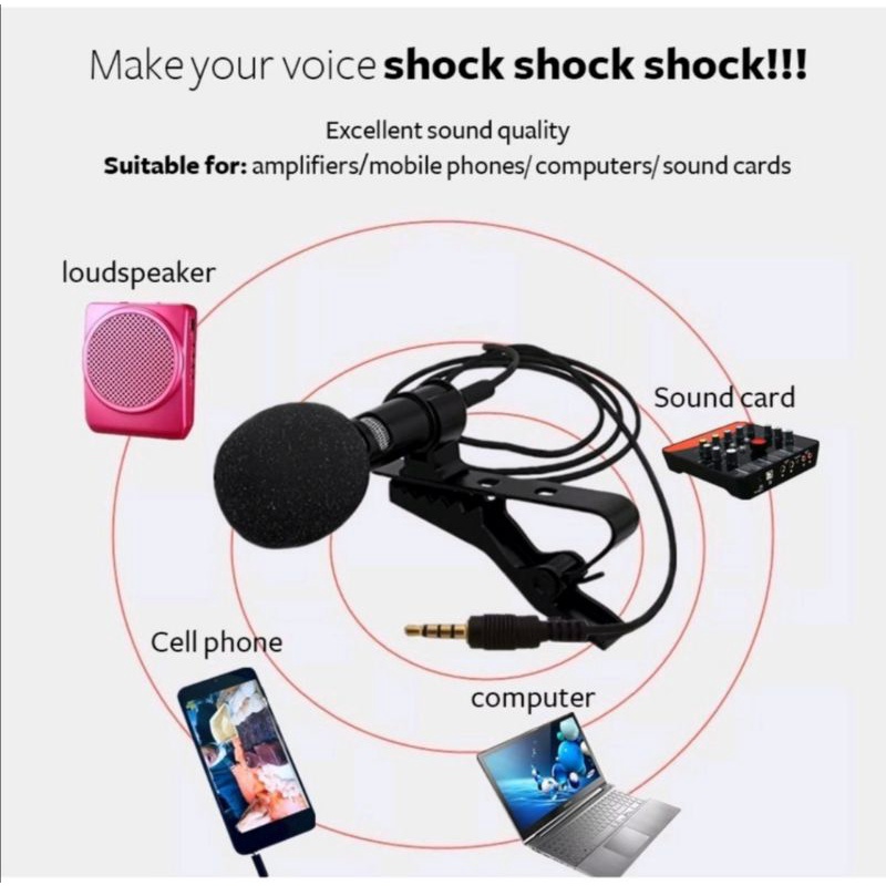 Lavalier Microphone jh043 superb sound for audio recording 3.5 aux
