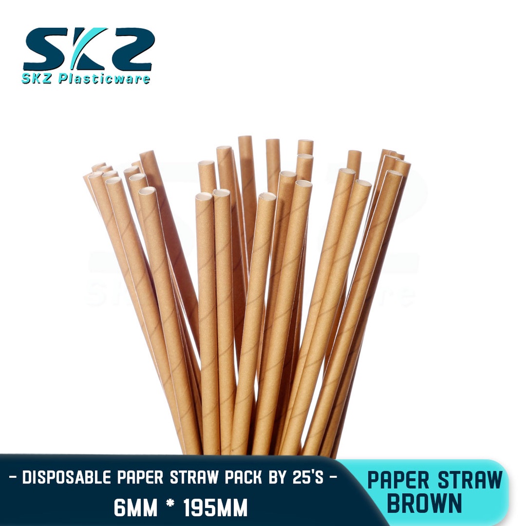 SKZ ECOFRIENDLY DISPOSABLE PAPER STRAW BLACK 25PCS/PACK Shopee
