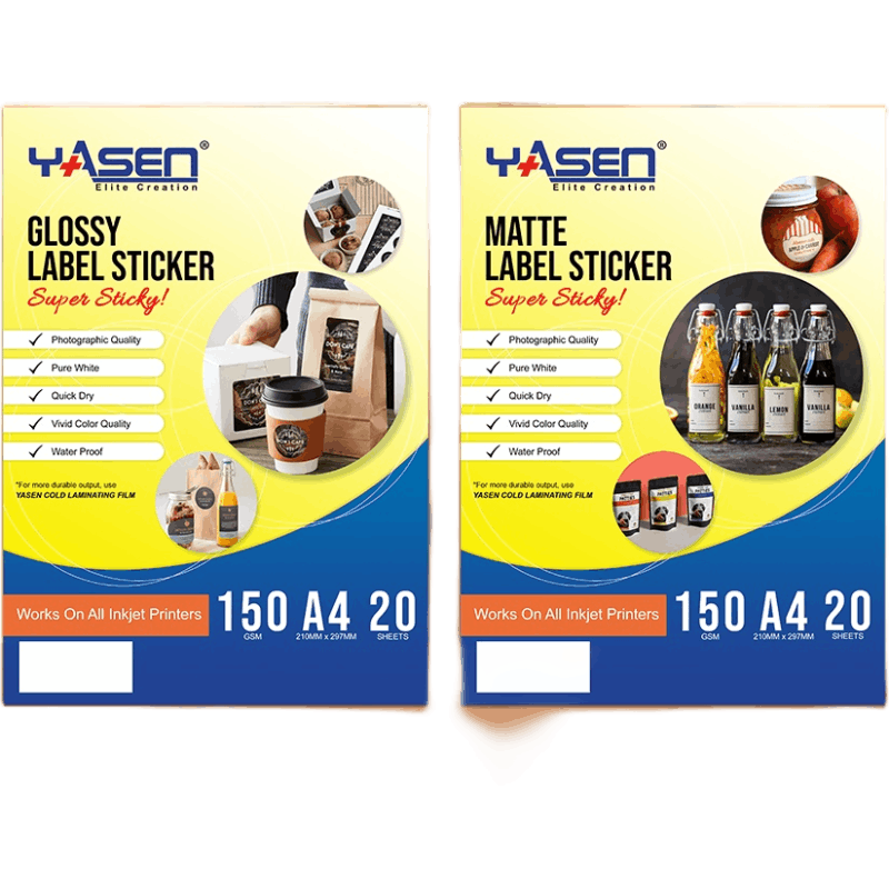 Yasen Printable Label Sticker Paper Glossy Matte A4 150GSM