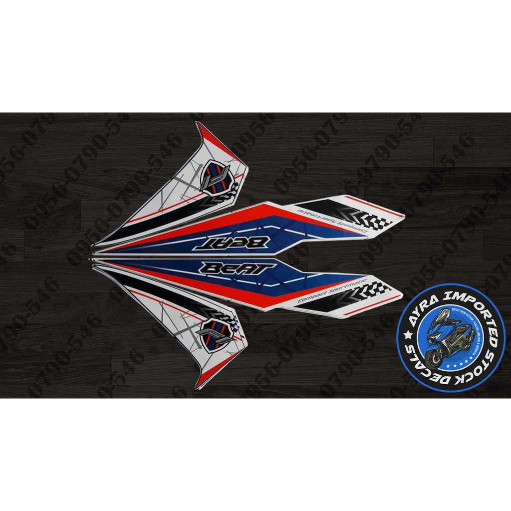 Beat Fi V2 16 WHITE/BLUE/RED Stock Decal/Sticker Shopee Philippines