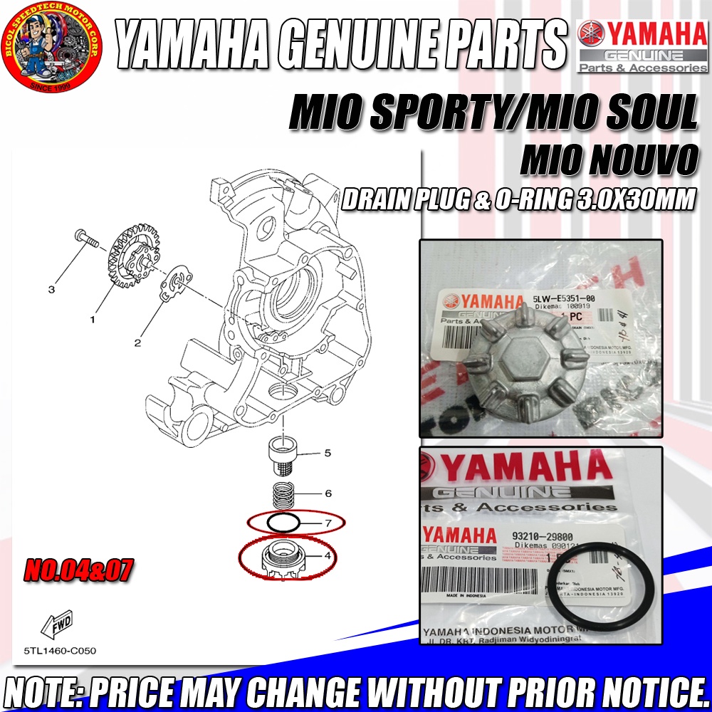 MIO SPORTY DRAIN PLUG & OIL DRAIN PLUG ORING 3.0X30MM (YGP) (GENUINE