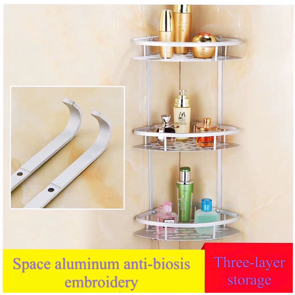 3 Layer Triangular Bathroom Corner Organizer Rack With Hook Shopee