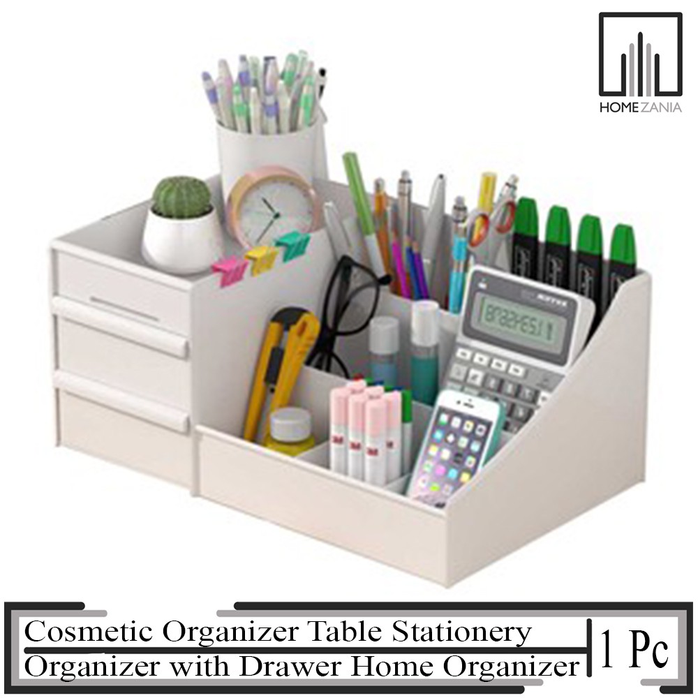 Home Zania Cosmetic Organizer Table Stationery Organizer with Drawer