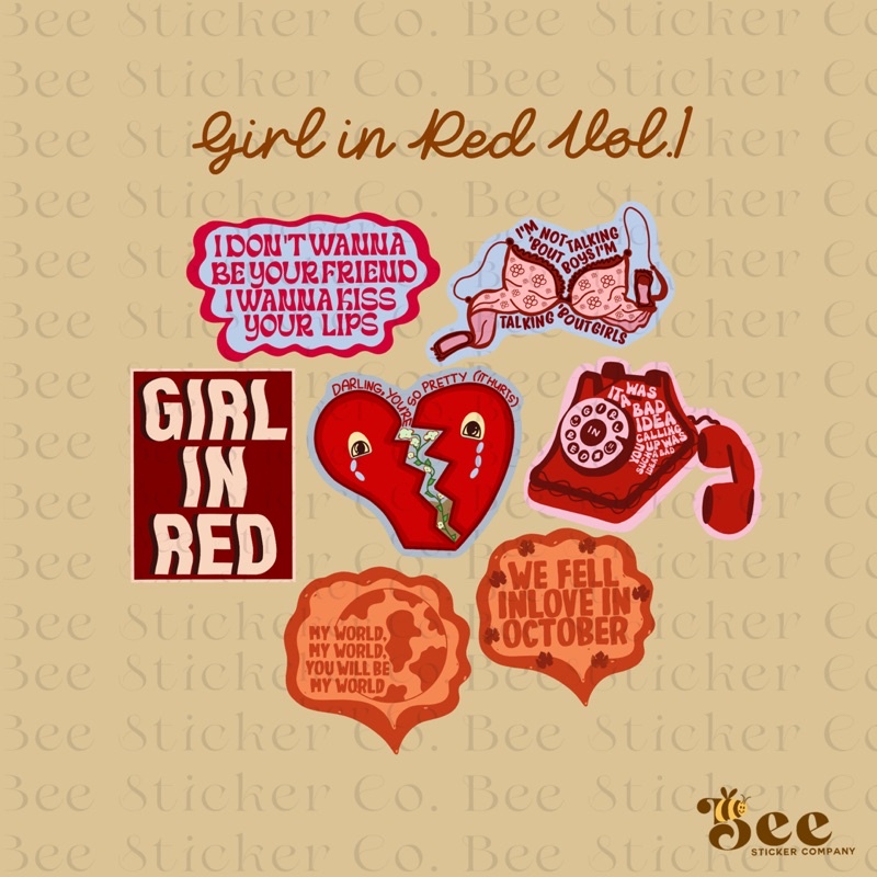 Bee Sticker Co. Girl In Red Premium Vinyl Sticker Pack Shopee Philippines