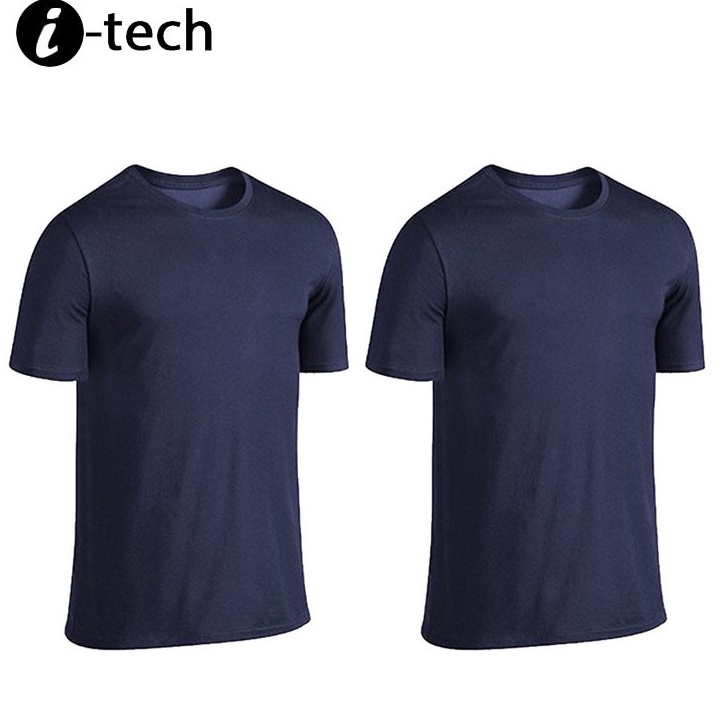 Itech Plain DriFit Round TShirt Navy Blue For 2 Pcs Shopee Philippines