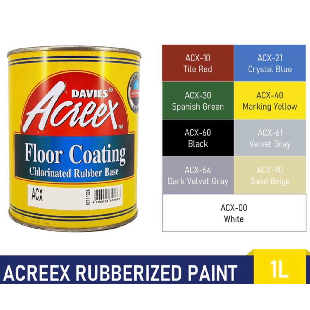 Davies Acreex Rubberized Floor Coating Paint 1 Liter Elrm presyo ₱669
