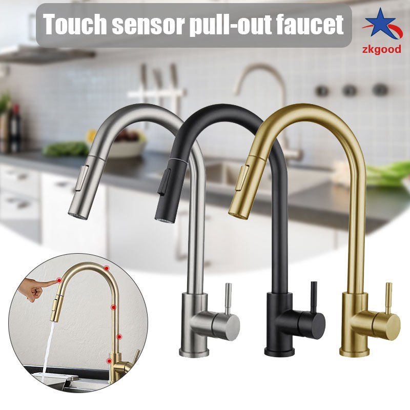 Touch Sensor Stainless Steel Kitchen Faucet with Pull Down Sprayer