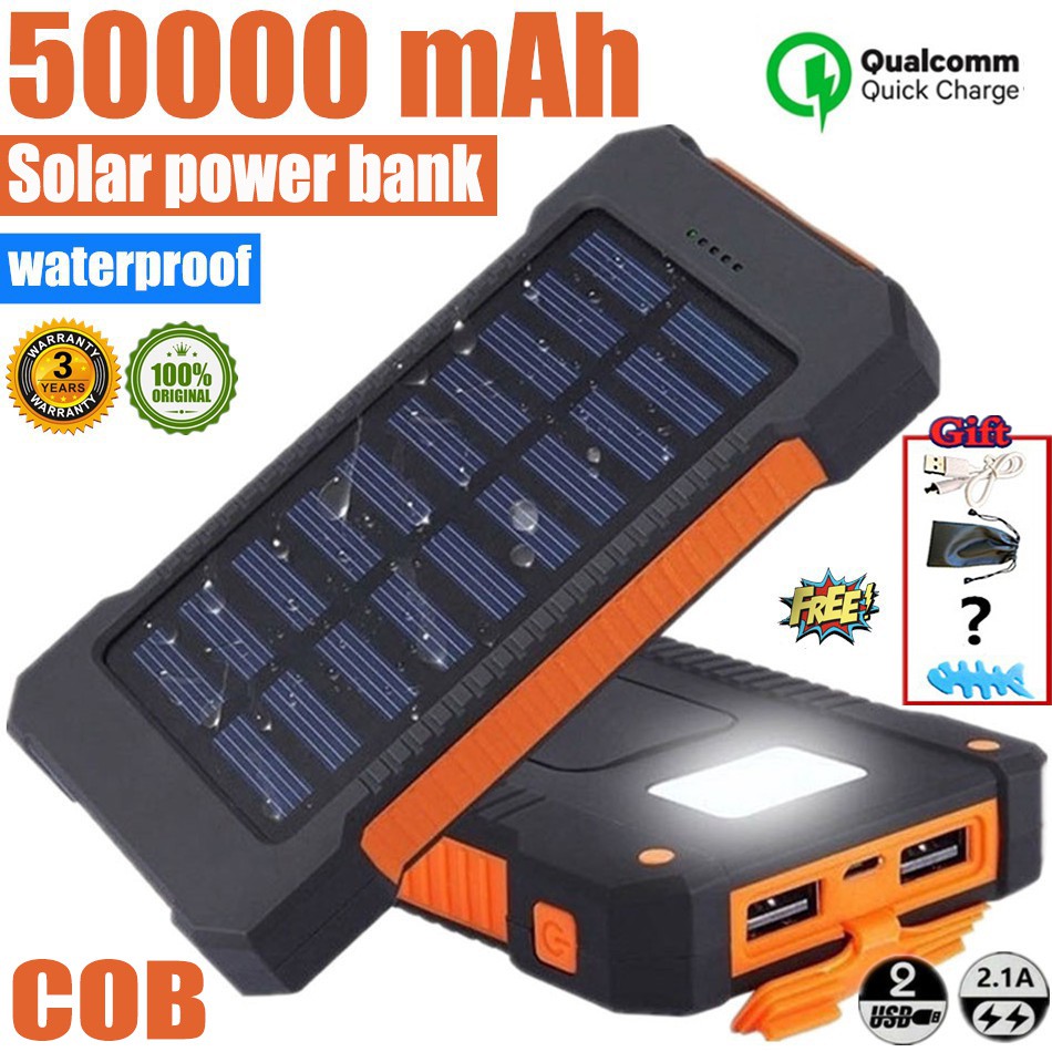 50000mAh Solar Powerbank Waterproof power bank with Led light The