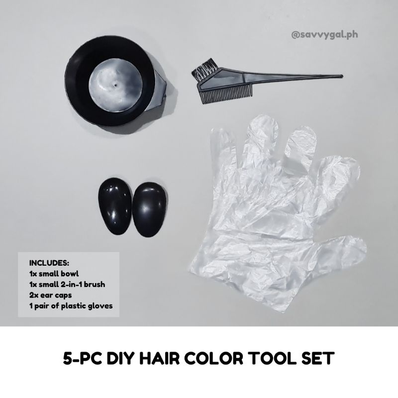 5PC DIY HAIR COLORING TOOL SET (BOWL/BRUSH/EAR CAPS/GLOVES) Shopee