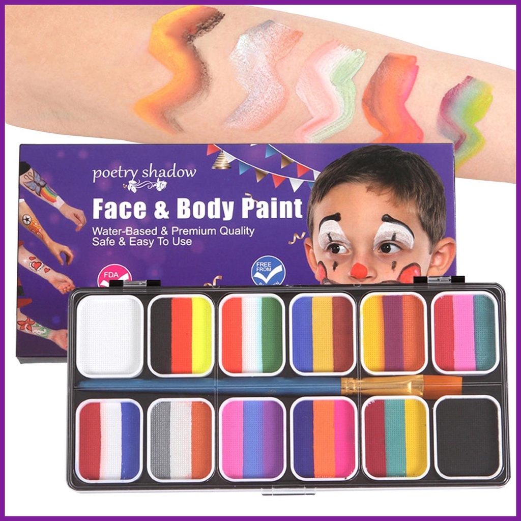 Face Body Paint Makeup Set 12 Colors Water Based Face Body Painting