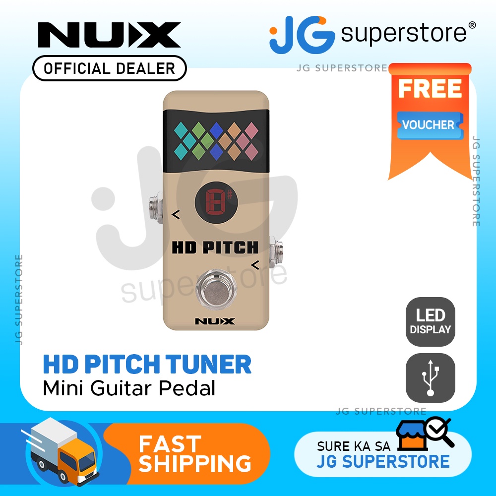 NUX HD Pitch Tuner Mini Guitar Pedal with LED Display, Micro USB Port