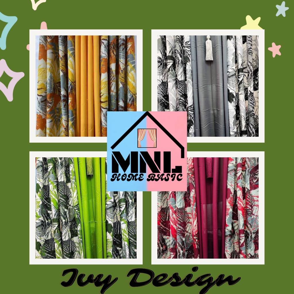 3 in 1 Set Ring Curtains Ivy Design (Cretona Fabric) Shopee Philippines