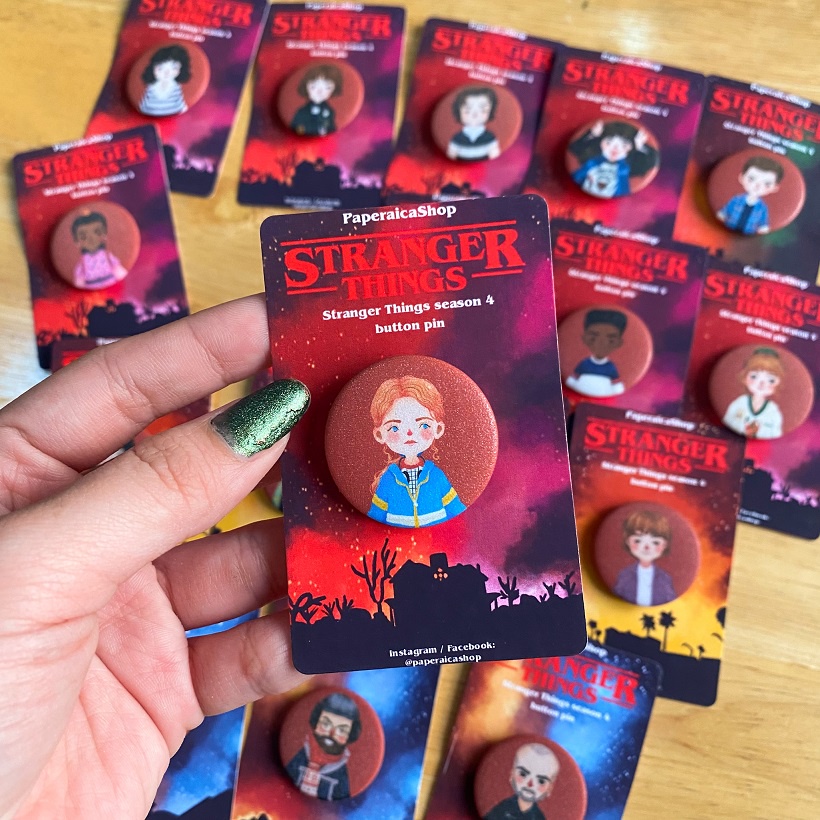Stranger Things 4 Button Pins, Deco Pins, Stranger Things Merch