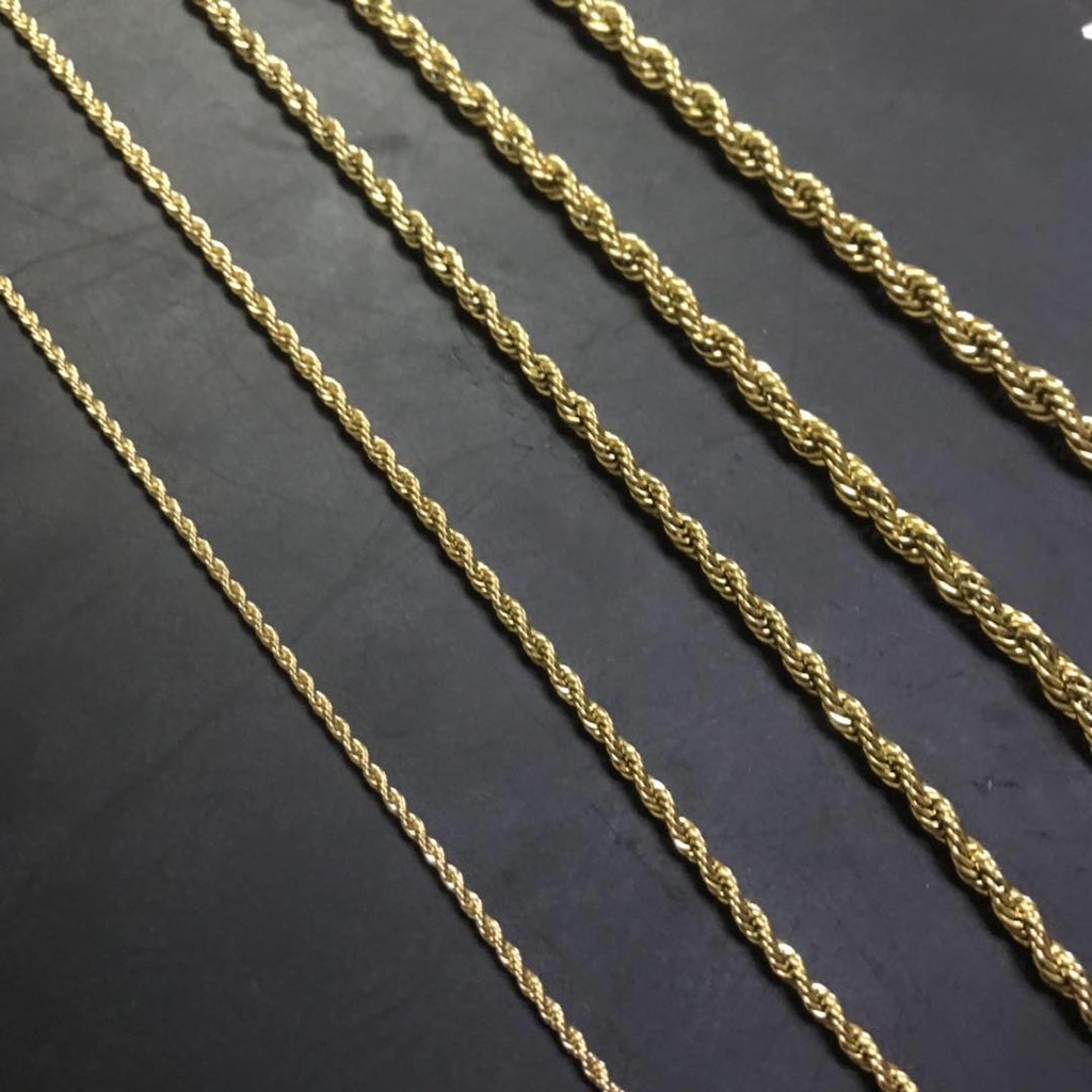 rope chain various sizes of gold plate stainless steel necklace chain