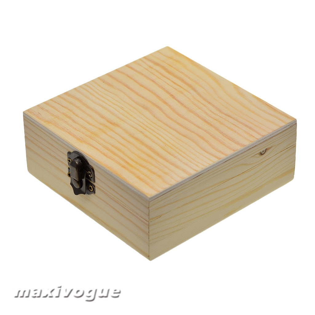 Square Unfinished Wood Jewelry Box Gift Boxes for Kids Toys DIY Craft