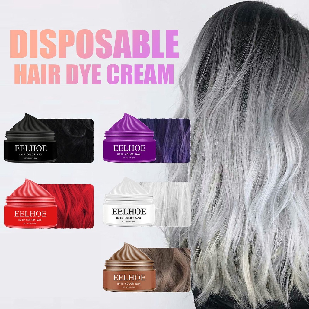 Eelhoe Hair Dye Wax Styling Silver Mud Grey Disposable Natural Hair Strong Gel Cream Hair Color