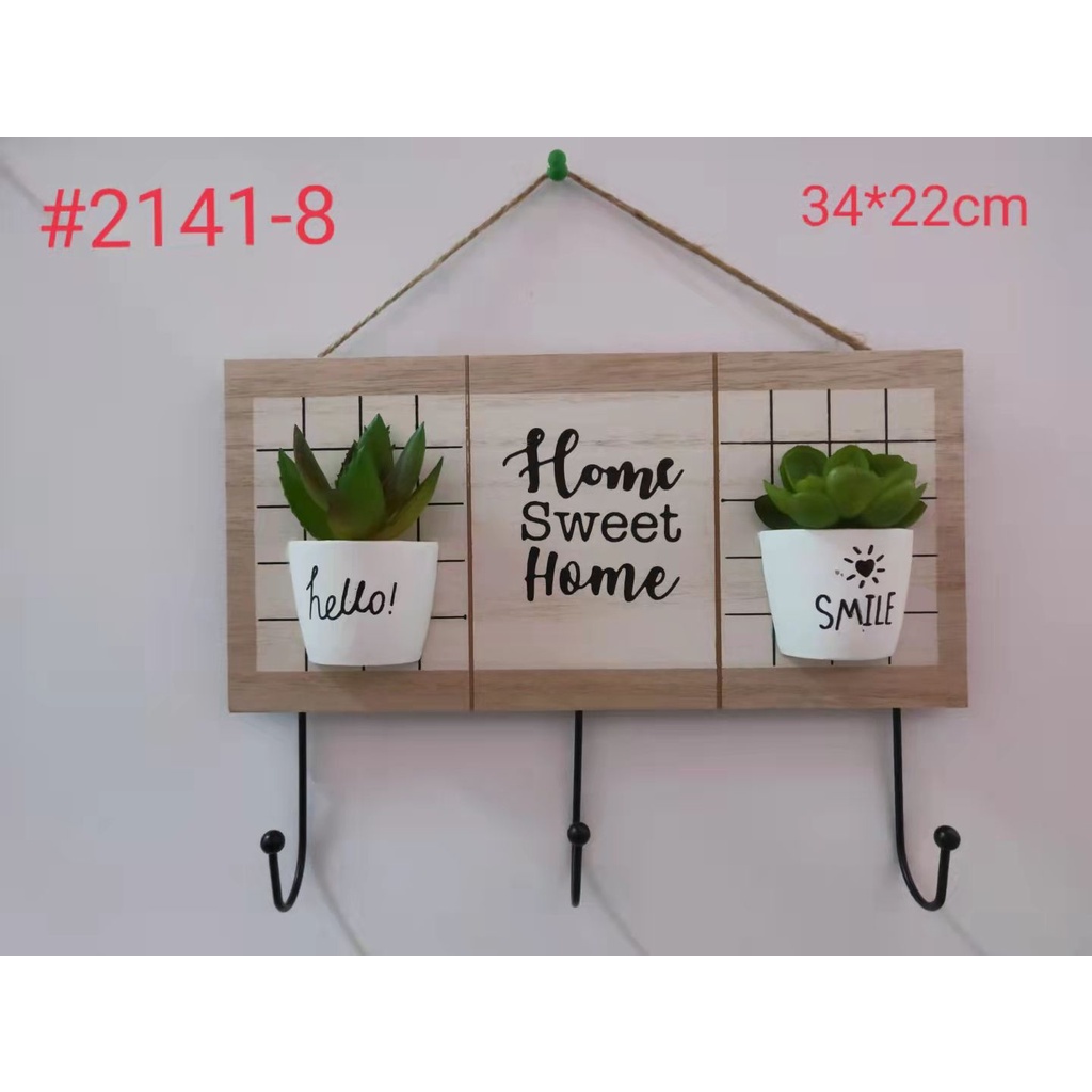 Home Sweet Home Plant Wooden Wall Decor with 2 Ceramic Vases Shopee Philippines