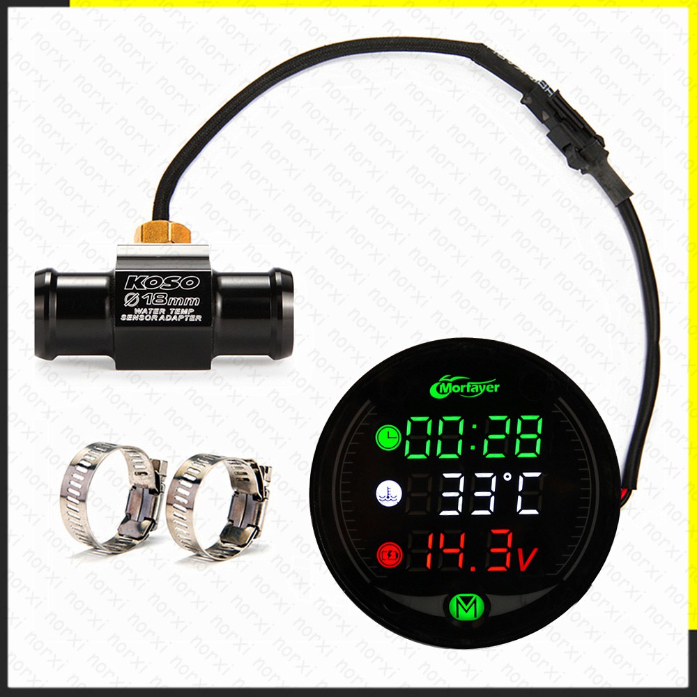 Motorcycle KOSO Round Water Temperature Voltage Meter Time Clock usb