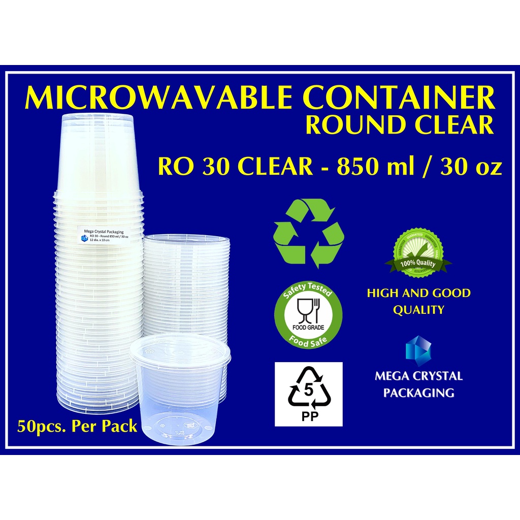 Microwavable Plastic Container RO 30 Round 850 ml / 30 oz ( 50 Pcs